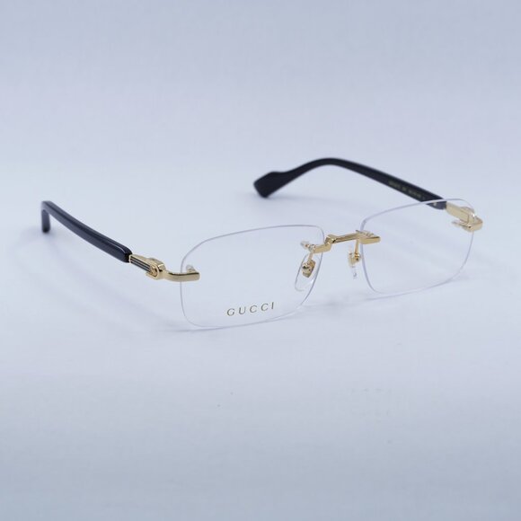 Gucci GG1221O 001 Eyeglasses Gold/Black 56mm Rectangle Frame - Picture 4 of 10
